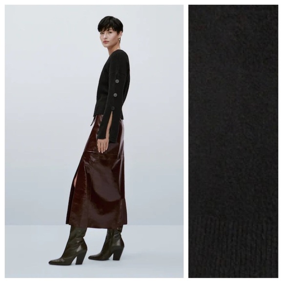 NWOT. Massimo Dutti Limited Edition Black Wool Blend Sweater. Size M.